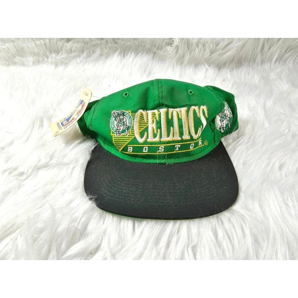 NWT Vintage 90s Boston Celtics Youngan Triangle Logo Snapback Hat Cap NBA - New